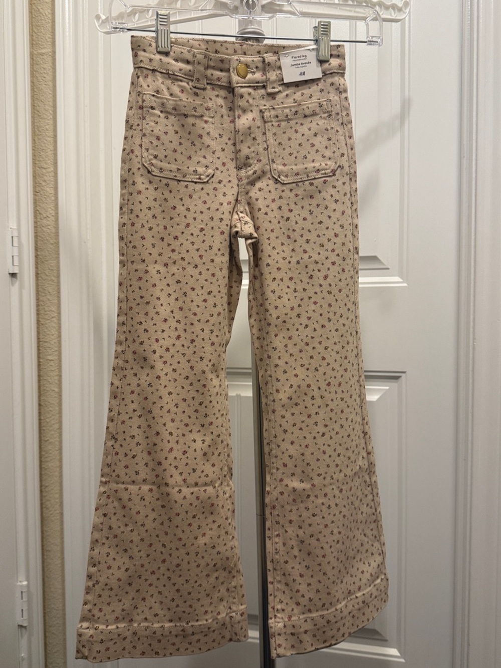 H&M Tan Floral flare-Leg girls Jeans